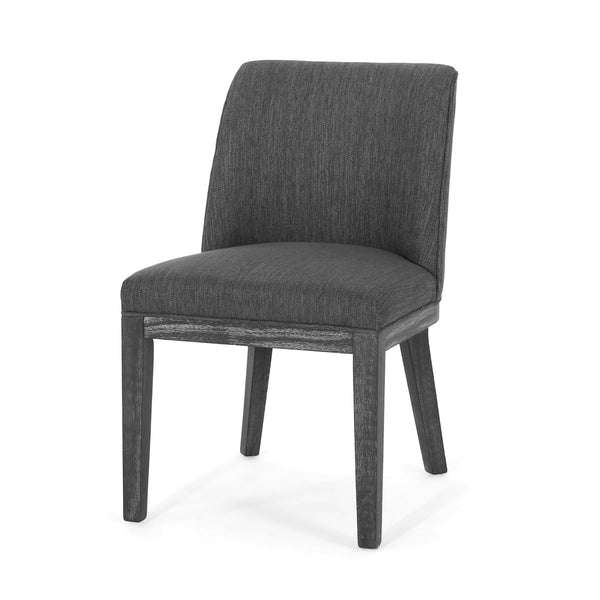 English Elm Dining Chair Set of 2 Solid Wood Textured Fabric Upholstered Farmhouse Modern Style 69408.00FCHAR