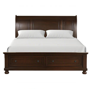 English Elm Meade Full Bed In Dark Cherry Finish With Integrated Storage & No Box Spring Needed For Style B078S00644
