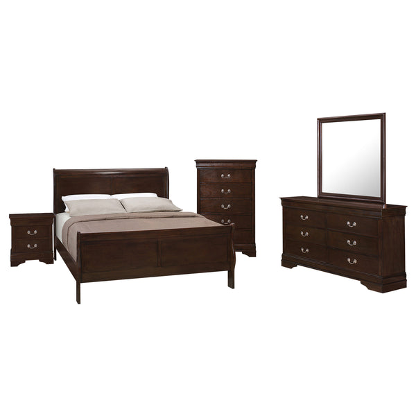 English Elm Bruno Cappuccino 5-Piece Bedroom Set - Sleek Sleigh Bed, Ample Storage & Timeless Style For Your Retreat B062S00906