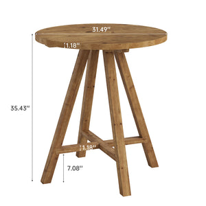 English Elm Stylish Round Coffee Table with Engineered Wood Top and Open Metal Base for Living Rooms T3971P458658