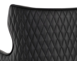 Sunpan Gianni Stylish Faux Leather Barstool with Elegant Diamond Stitching and Black Wood Legs Dillon Stratus / Dillon Black