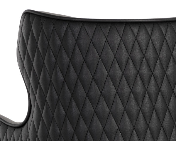 Sunpan Gianni Stylish Faux Leather Barstool with Elegant Diamond Stitching and Black Wood Legs Dillon Stratus / Dillon Black