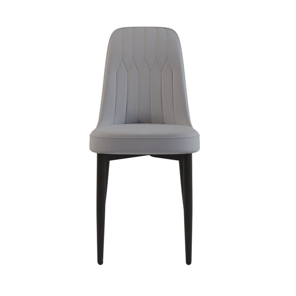 English Elm A Set Of 2 Modern Grey Dining Chairs With Pu Leather, Thick Cushions & Sturdy Black Metal Legs W2189140246
