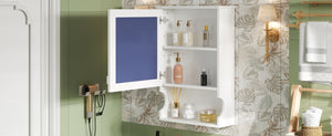 English Elm 20'' Half-Moon Wall Medicine Cabinet with Mirror, Solid Wood Frame, Soft-Close Hinges, Space-Saving Elegance White N710P313827K