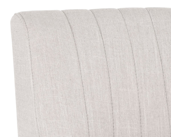 Sunpan Halden Urban Bar Stool with Bold Channel Tufting and Rustic Bronze Steel Frame for Stylish Spaces Beige Linen