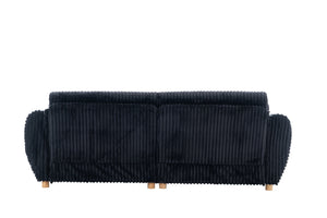 English Elm Modern Black Corduroy Sofa Couch - Stylish 84" Sectional Love Seat For Living Rooms & Home Offices W2363S00075