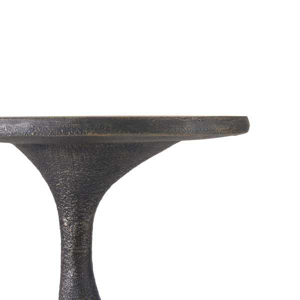 English Elm Outdoor Handcrafted Mgo Oval Side Table with Sculpted Base and Copper Artisan Finish N772P379525C