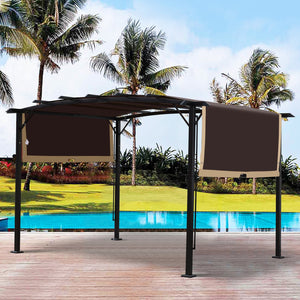 English Elm Universal Canopy Cover Replacement for 12x9 Ft Curved Pergola Frame, Brown Polyester UV‑Resistant Shade W419P326867