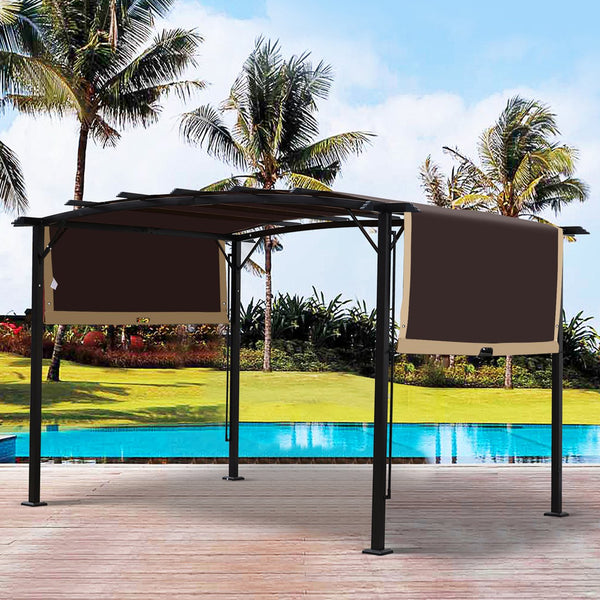 English Elm Universal Canopy Cover Replacement for 12x9 Ft Curved Pergola Frame, Brown Polyester UV‑Resistant Shade W419P326867