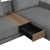 English Elm 114" L-Shaped Sofa Sectional Sofa With Two Usb Ports and Two Power Sockets, A Storage Drawer and A Reversible Chaise Lounge For Living Room, Grey