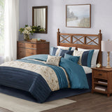 Madison Park Serene Transitional Embroidered 7 Piece Comforter Set MP10-3451 Navy