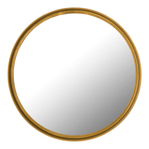 English Elm Winchester Round Antique Brass Wall Mirror Sculptural Metal Frame for Any Room B2769P498435