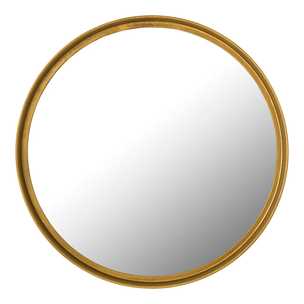 English Elm Winchester Round Antique Brass Wall Mirror Sculptural Metal Frame for Any Room B2769P498435