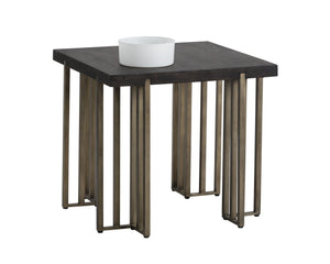 Sunpan Alto Side Table - Stylish Oak Wood Veneer with Antique Brass Legs for Chic Living Room Appeal