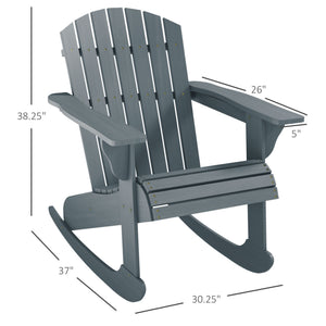 English Elm Outsunny Poplar Wood Adirondack Rocker Outdoor Slatted Fanned Back Patio Rocking Chair W2225P175518