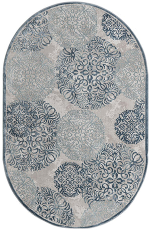 Unique Loom Aberdeen Chatsworth Machine Made Polka Dots Rug Blue, Beige/Light Blue 5' 3" x 8' 0"