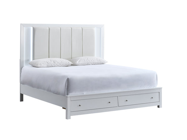 English Elm Burlington Full Storage Bed Faux Leather Headboard Led Backlit Modern Bedroom B078S00671