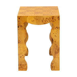English Elm Modern Mappa Burl Wood End Table with Scalloped Edges for Living or Bedroom B2750P467814