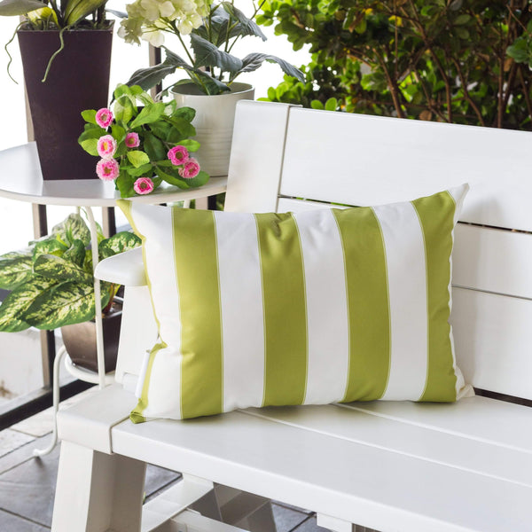 English Elm Horizon Stripe Pillow 14" X 20" - Vibrant Lime Green For Indoor & Outdoor Comfort And Style B357P367230