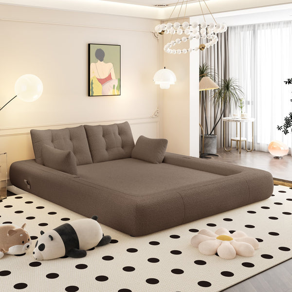 English Elm Human Dog Bed 3-In-1 Foldable Sofa Bed - Multi-Functional Teddy Fabric Lounge, Guest Bed, Brown W1885P387770