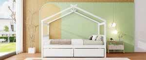 English Elm Twin House Bed Solid Pine Kids Cottage Frame with Storage Drawers Imaginative Room N708P309247K