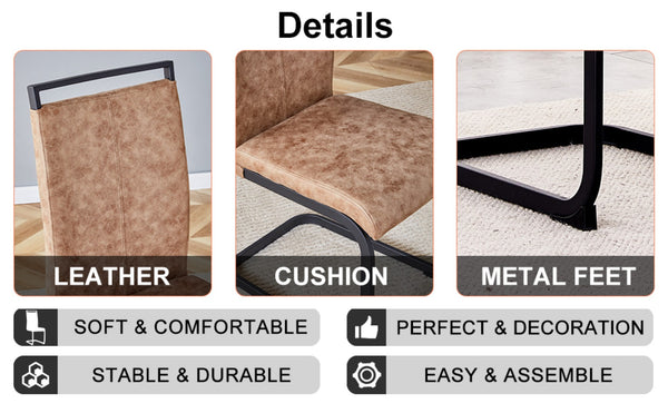 English Elm Table Modern Minimalist 5-Piece Dining Set - 42" Round Gray Mdf Table & 4 Brown Fabric Chairs W1151S03022-GIGA