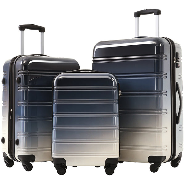 English Elm Hardshell Polycarbonate 3 Piece Luggage Set Spinner Wheels Tsa Lock Expandable Travel Black Multi N732P184448B