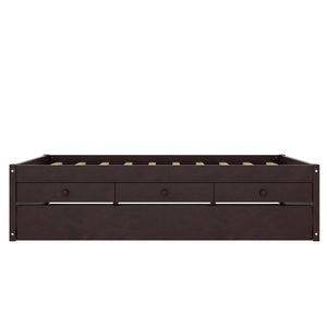 English Elm Twin Triple Metal Bunk Bed Matte Powder Coated Frame with Full Safety Guardrails Espresso W1580S00386