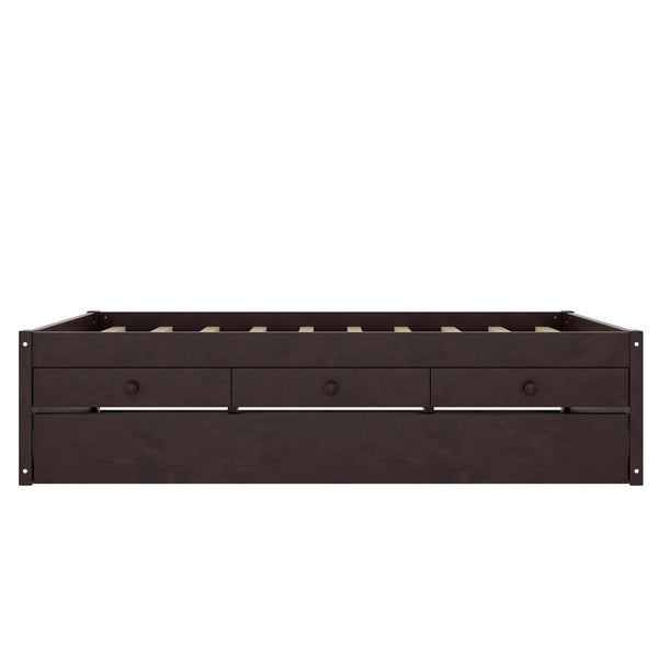 English Elm Twin Triple Metal Bunk Bed Matte Powder Coated Frame with Full Safety Guardrails Espresso W1580S00386