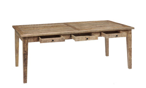 Porter Designs Porter Berkshire Solid Wood Dining Table - Rustic Farmhouse Charm With 6 Storage Drawers, Brown Brown Wood 07-117-01-6643