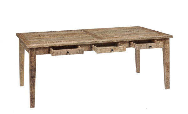 Porter Designs Porter Berkshire Solid Wood Dining Table - Rustic Farmhouse Charm With 6 Storage Drawers, Brown Brown Wood 07-117-01-6643