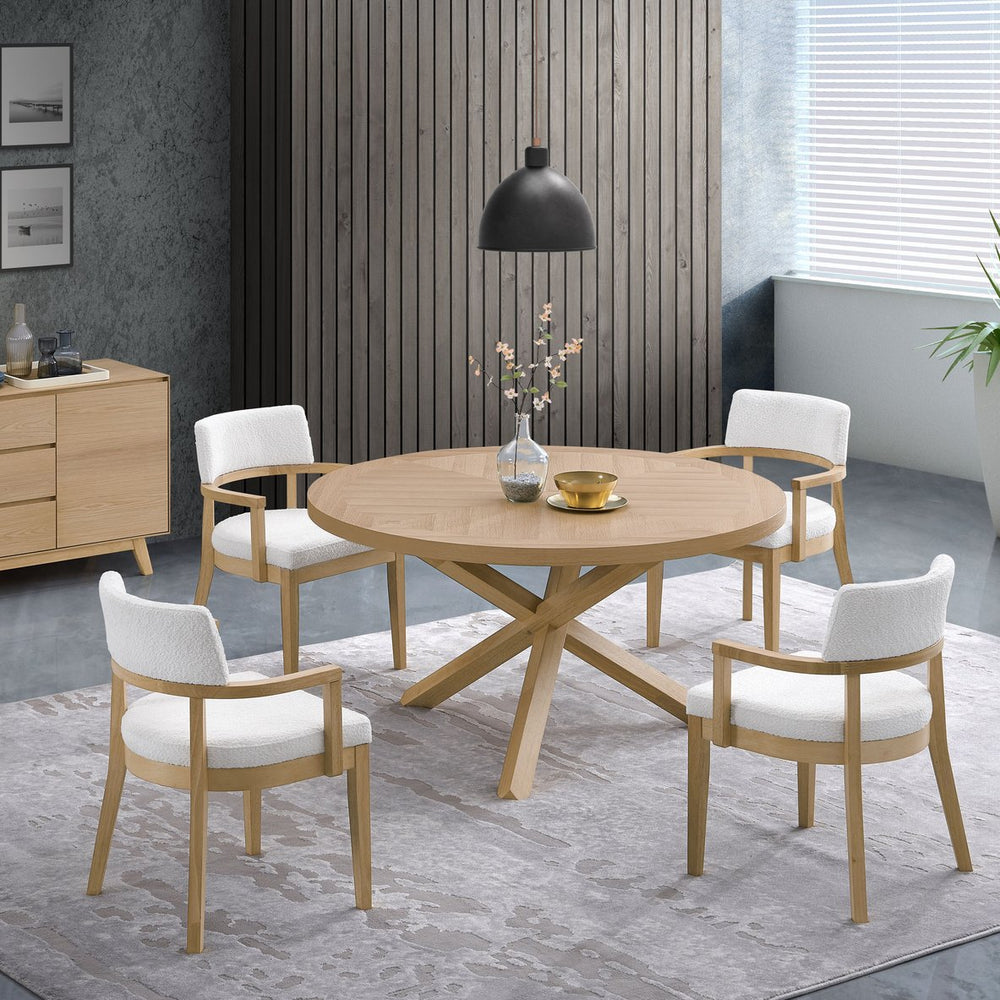 English Elm Gorge Oak Side Chairs Set of 2 — Padded Fabric Seats, Solid Wood Frame, Armrests & Modern Minimalist Design B062P209265