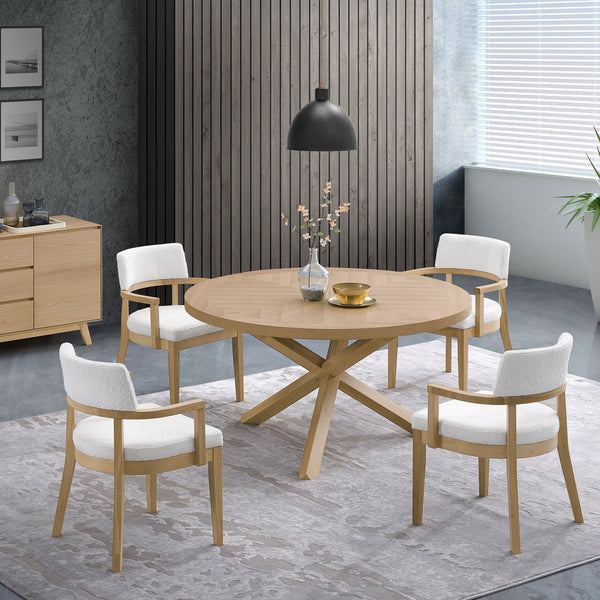 English Elm Gorge Oak Side Chairs Set of 2 — Padded Fabric Seats, Solid Wood Frame, Armrests & Modern Minimalist Design B062P209265