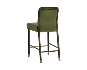 Sunpan JENO Counter Stool in Meg Olive Velvet - Chic Mid-Century Design for Kitchen & Bar Comfort 112315