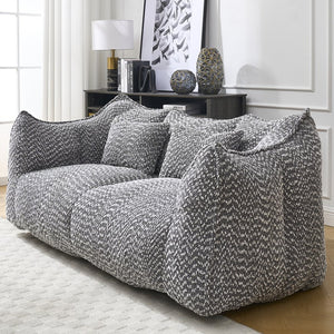 English Elm Soft Plush Foam Beanbag Chair for Two People, Square Recliner Sofa With Superfiber Comfort Embrace Grey W1996P252274