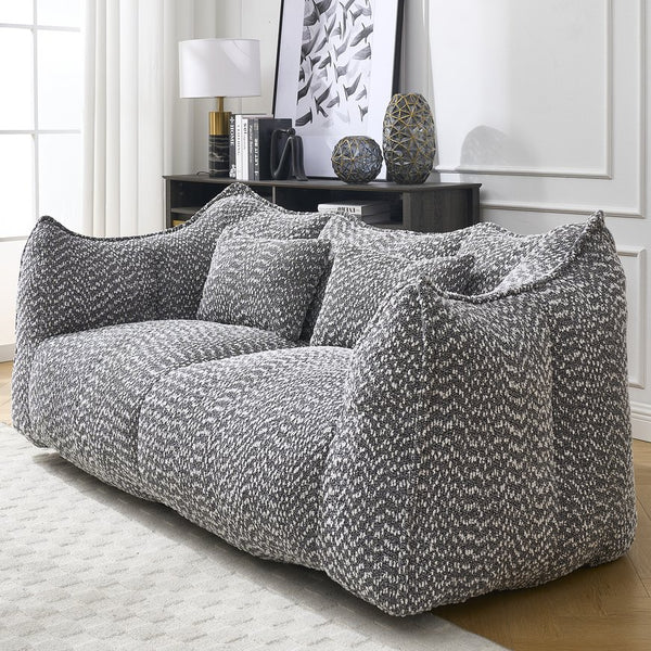 English Elm Soft Plush Foam Beanbag Chair for Two People, Square Recliner Sofa With Superfiber Comfort Embrace Grey W1996P252274