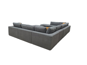 English Elm Coffee Bean Upholstered Modular Sectional with Toss Pillows for Modern Living Rooms B2748S00075