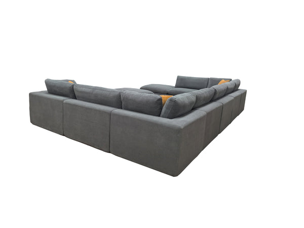 English Elm Coffee Bean Upholstered Modular Sectional with Toss Pillows for Modern Living Rooms B2748S00075