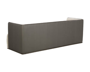 Sunpan SIERRA Sofa - Contemporary Meg Taupe & Textured Porcini Faux Leather with Bronze Frame Elegance 108050