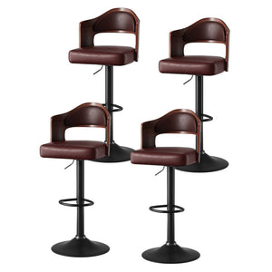 English Elm Swivel Bar Stools Set Of 2 - Adjustable Height 24.5-33.5" Kitchen Chairs With Pu Leather & Backrest T3950P394219-GIGA