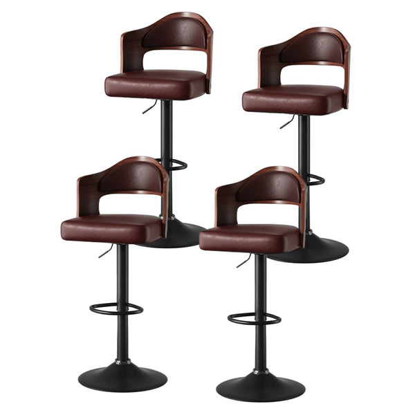 English Elm Swivel Bar Stools Set Of 2 - Adjustable Height 24.5-33.5" Kitchen Chairs With Pu Leather & Backrest T3950P394219-GIGA