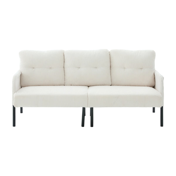 English Elm United We Win Corduroy Loveseat Plush Ergonomic Sofa with Spring Support Metal Legs Beige W1568P410043
