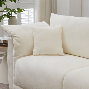 English Elm 98.5" 3-seater sofa with upholstered armrests and plush cushions, modern linen sofa with high weight capacity Beige W1193S00144