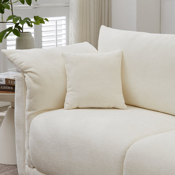 English Elm 98.5" 3-seater sofa with upholstered armrests and plush cushions, modern linen sofa with high weight capacity Beige W1193S00144