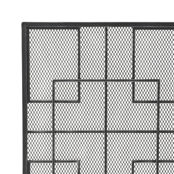 English Elm Christopher Knight Home® - FIRE Dorothy Modern Single Panel Iron Screen with Geometric Mesh Shield — Elegant Hearth Protection Black+Silver 65178.00BLKSILV