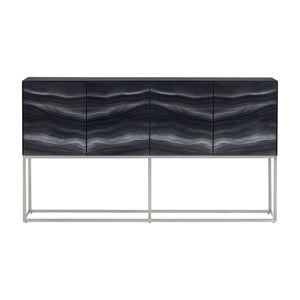 Crestview Collection Transitional Modern Tv Stand With Stylish Storage, Adjustable Shelves, And Elegant Iron Base Design Black Mdf Cvfzr6197