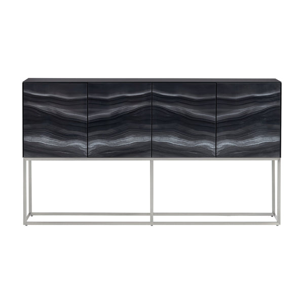 Crestview Collection Transitional Modern Tv Stand With Stylish Storage, Adjustable Shelves, And Elegant Iron Base Design Black Mdf Cvfzr6197