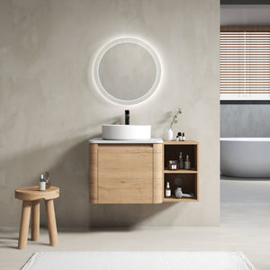 English Elm 36'' Wall-Mounted Bathroom Vanity With Ceramic Sink, Soft-Close Door, Stylish Shelves & Easy Assembly W999S00406