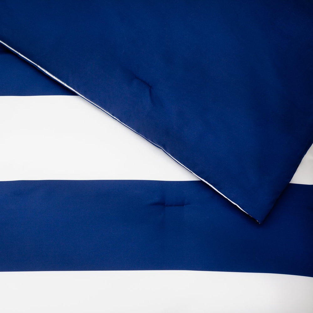 English Elm Linenspa Reversible Microfiber Comforter with Rugby Stripe Pattern, Hypoallergenic Down Alternative Fill Blue B350P326214