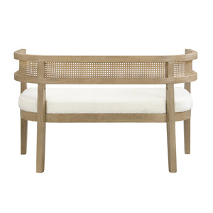 English Elm 47.5" Hand-woven Rattan Loveseat with Open Weave Back and Cushioned Two-seat Comfort Beige,Natural Ash N771P381036A